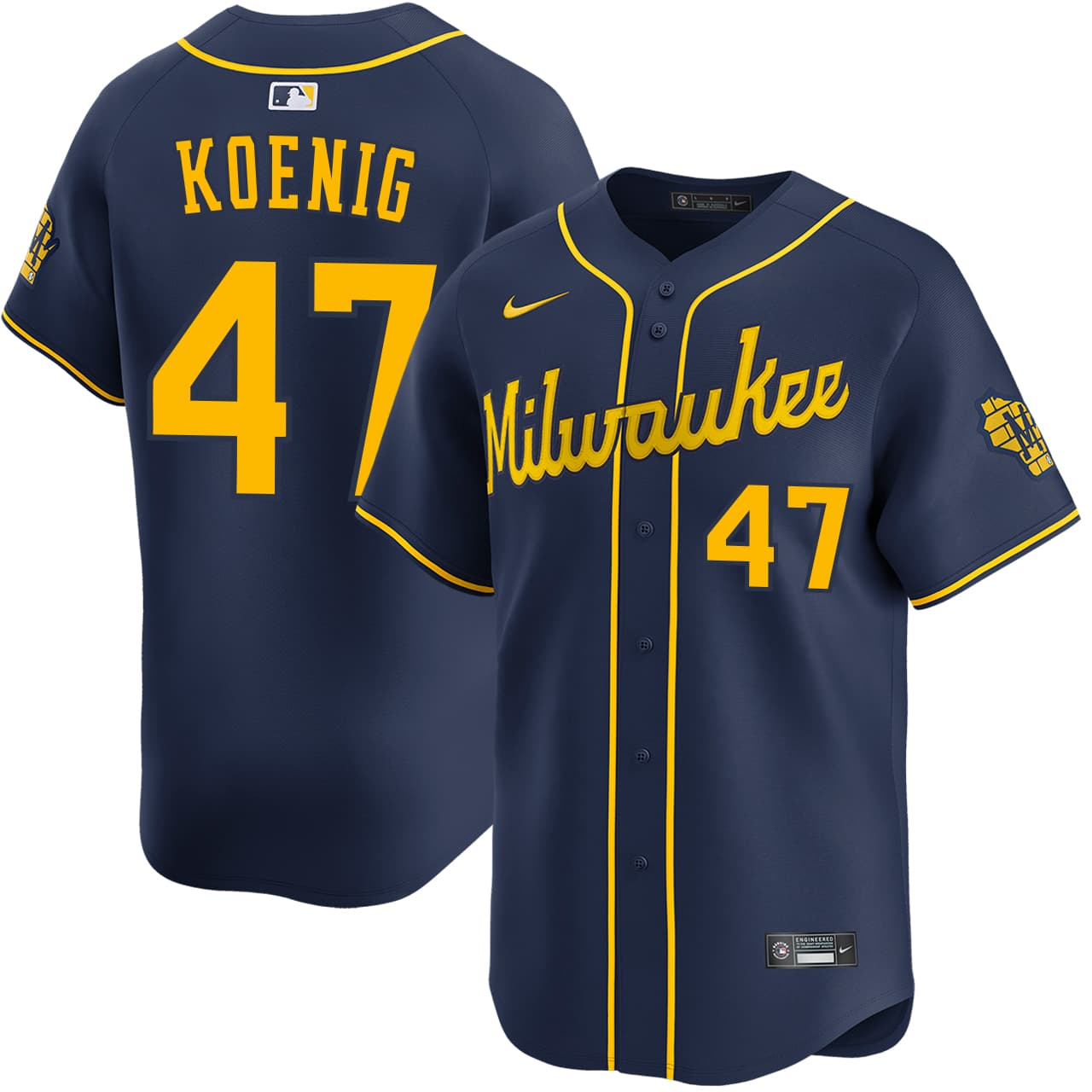Men's Milwaukee Brewers NIKE® Jared Koenig Alternate Navy Limited Jersey