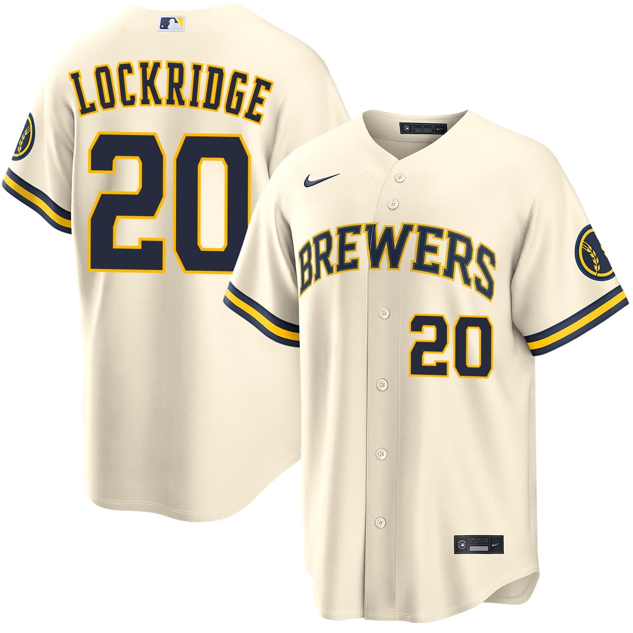 Men's Milwaukee Brewers NIKE® Brandon Lockridge Home Stadium Jersey