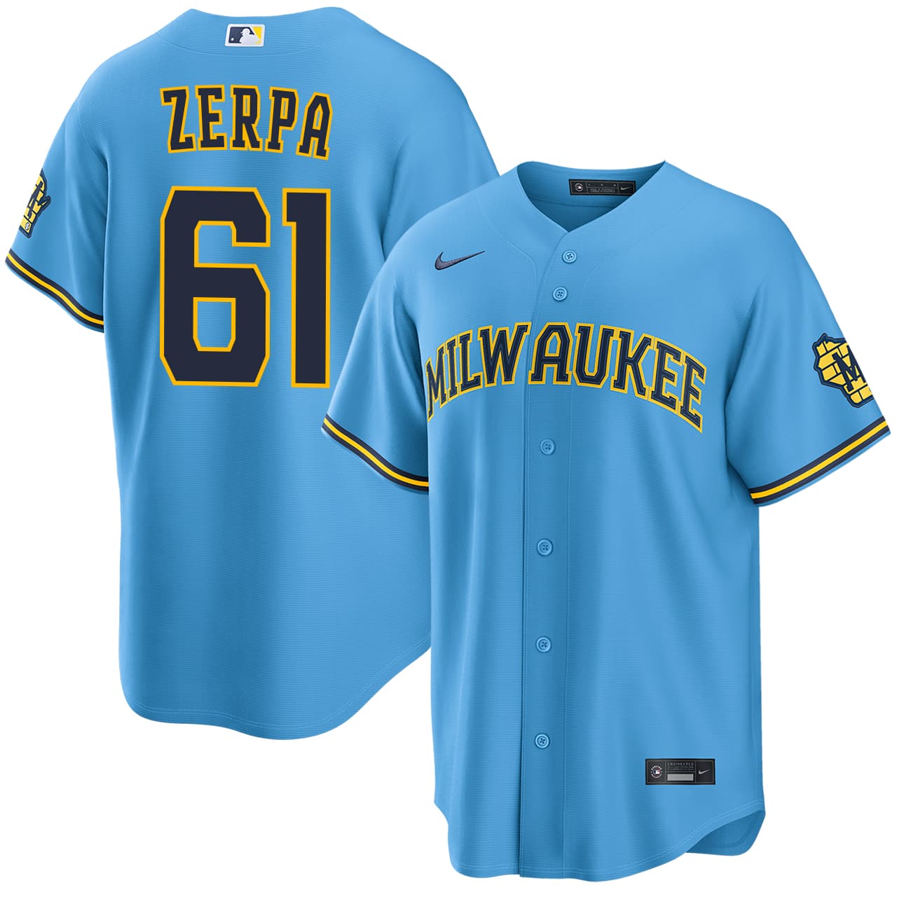 Men's Milwaukee Brewers NIKE® Angel Zerpa Road Stadium Jersey