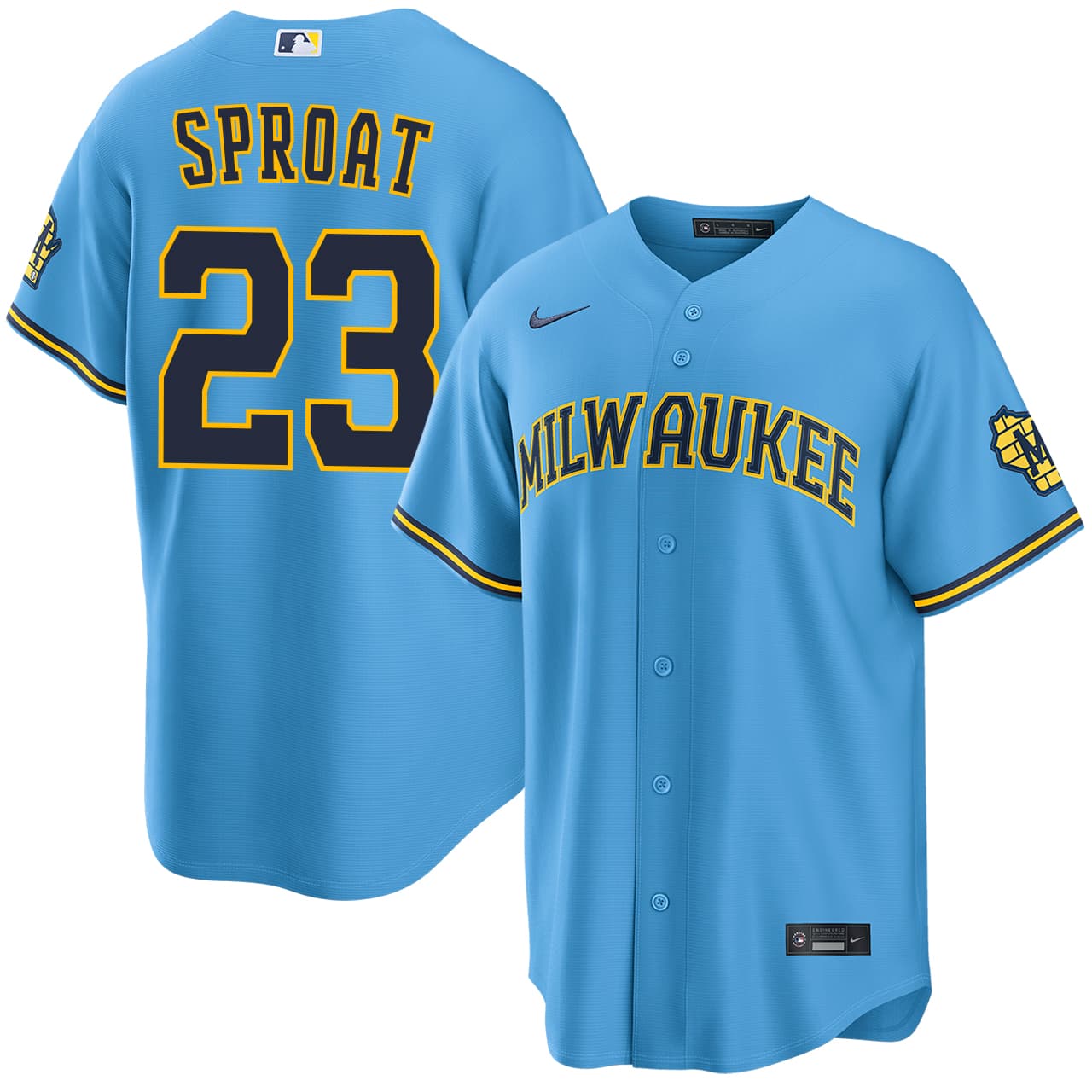 Men's Milwaukee Brewers NIKE® Brandon Sproat Road Stadium Jersey