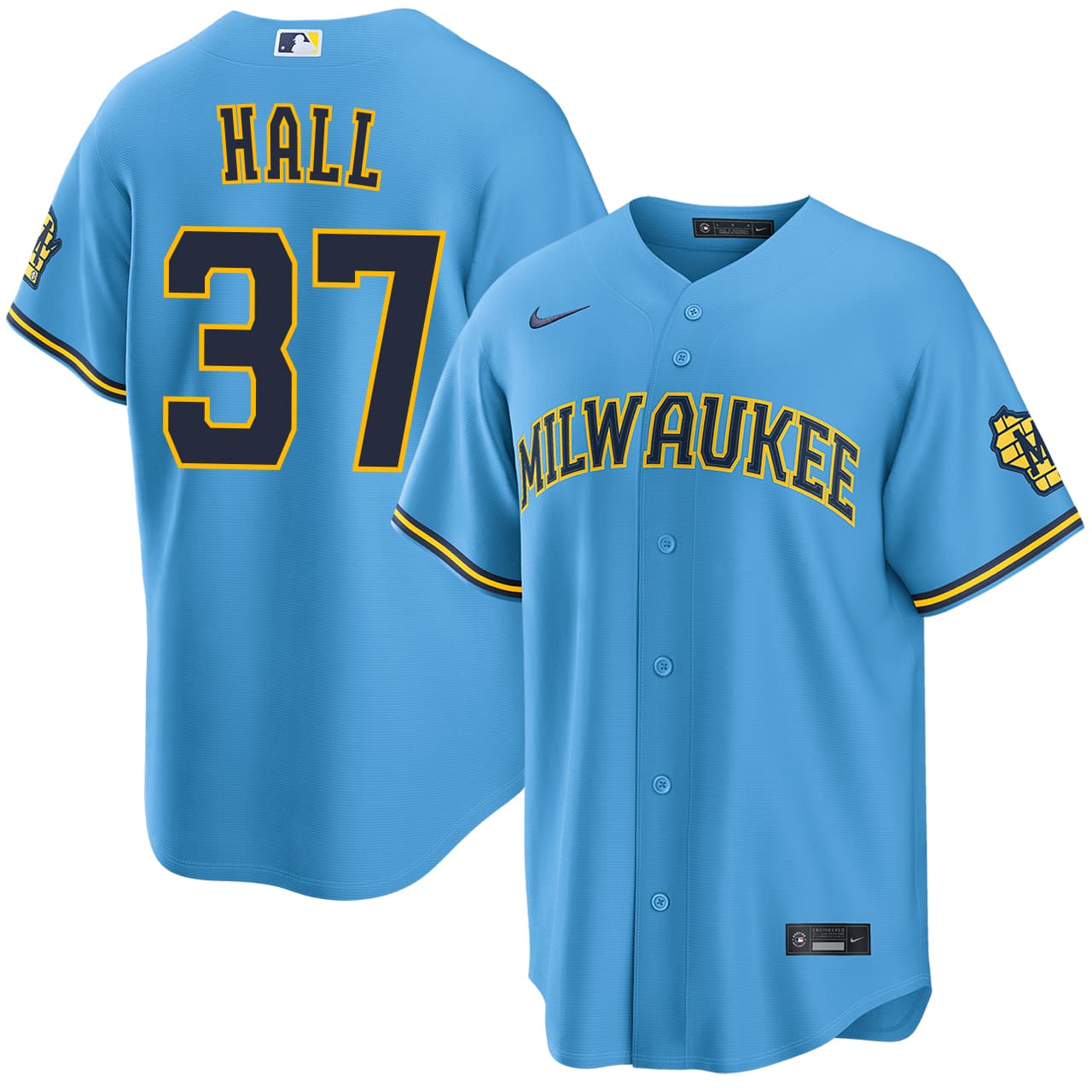 Men's Milwaukee Brewers NIKE® DL Hall Road Stadium Jersey