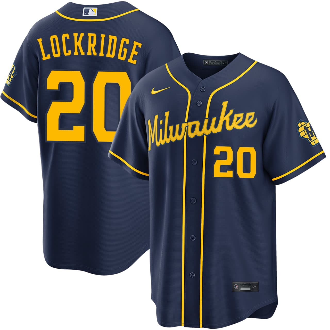 Men's Milwaukee Brewers NIKE® Brandon Lockridge Alternate Navy Stadium Jersey