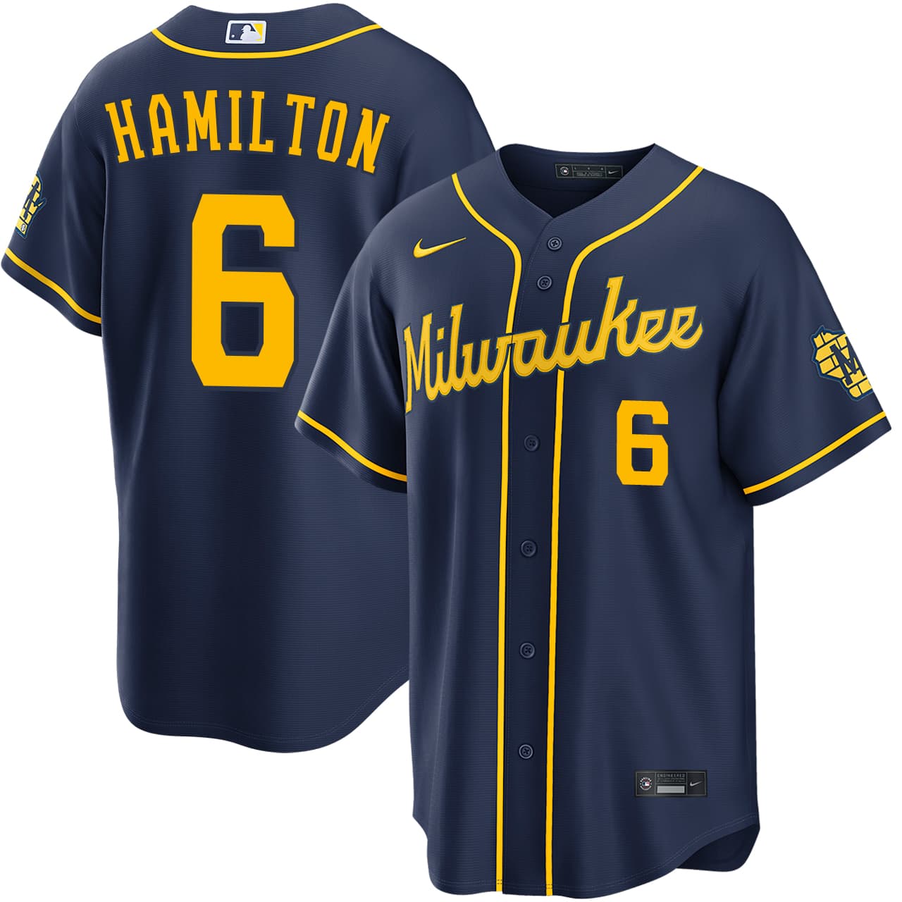 Men's Milwaukee Brewers NIKE® David Hamilton Alternate Navy Stadium Jersey