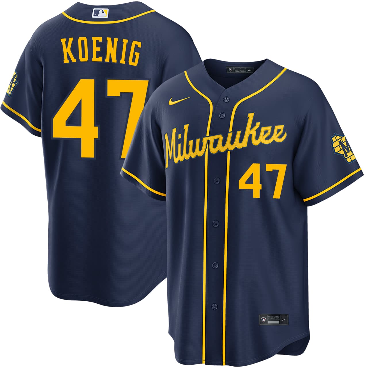 Men's Milwaukee Brewers NIKE® Jared Koenig Alternate Navy Stadium Jersey