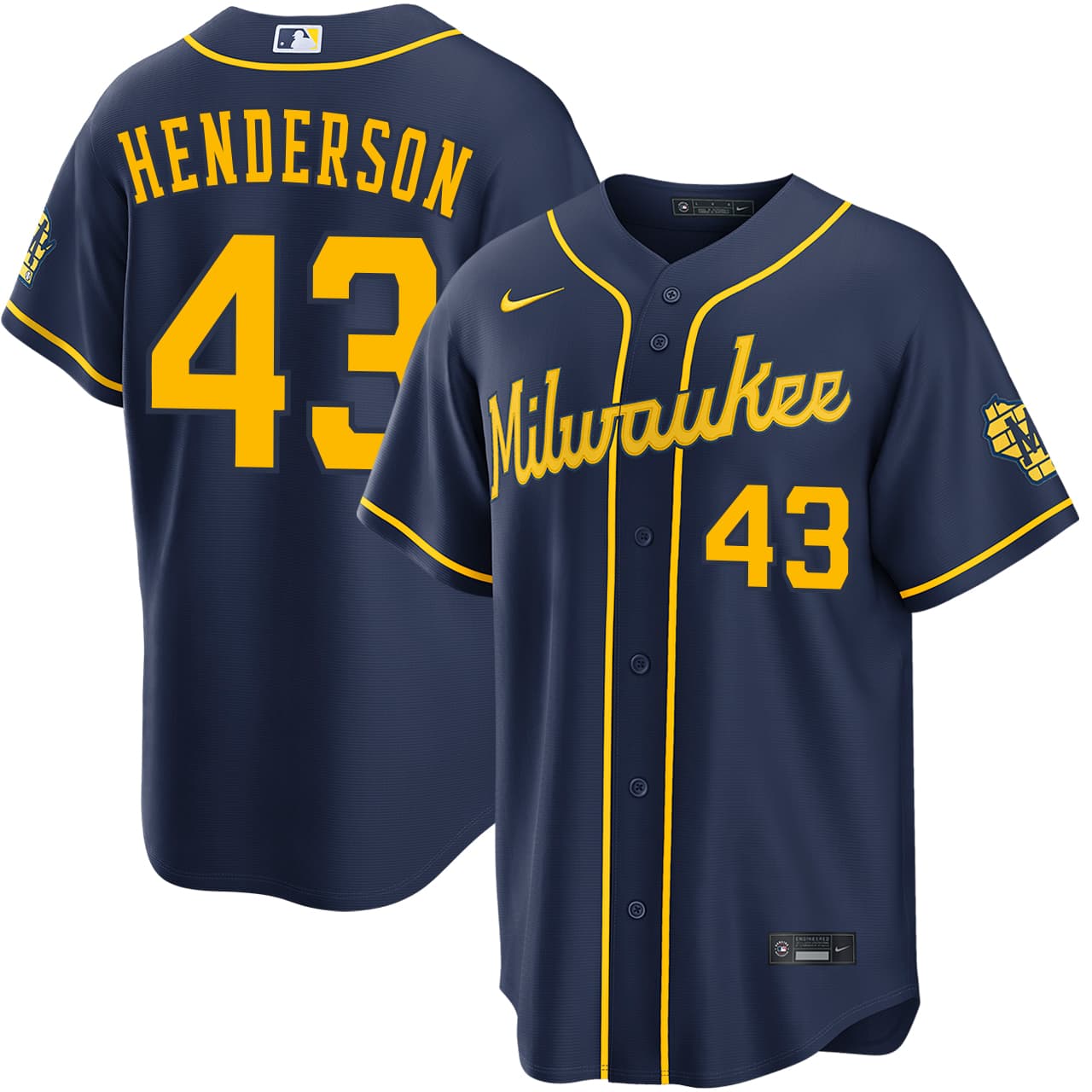 Men's Milwaukee Brewers NIKE® Logan Henderson Alternate Navy Stadium Jersey