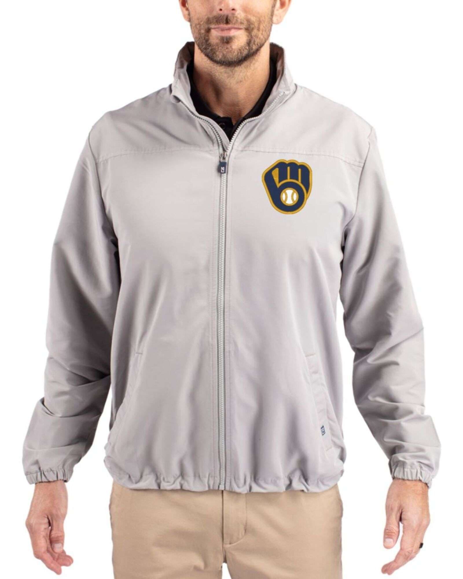 Men's Milwaukee Brewers Cutter & Buck Polished Charter Epic Versatility Full Zip Jacket