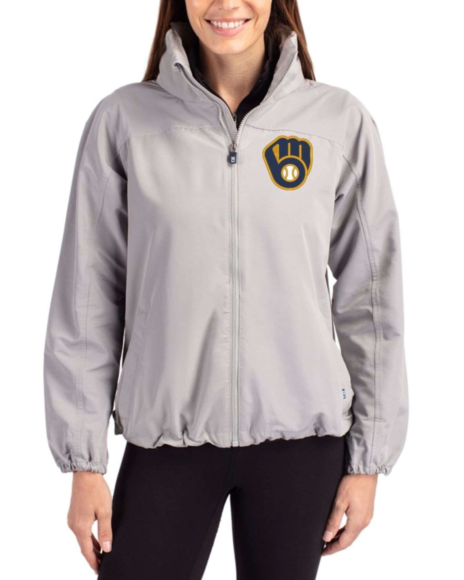 Women's Milwaukee Brewers Cutter & Buck Polished Charter Epic Versatility Full Zip Jacket