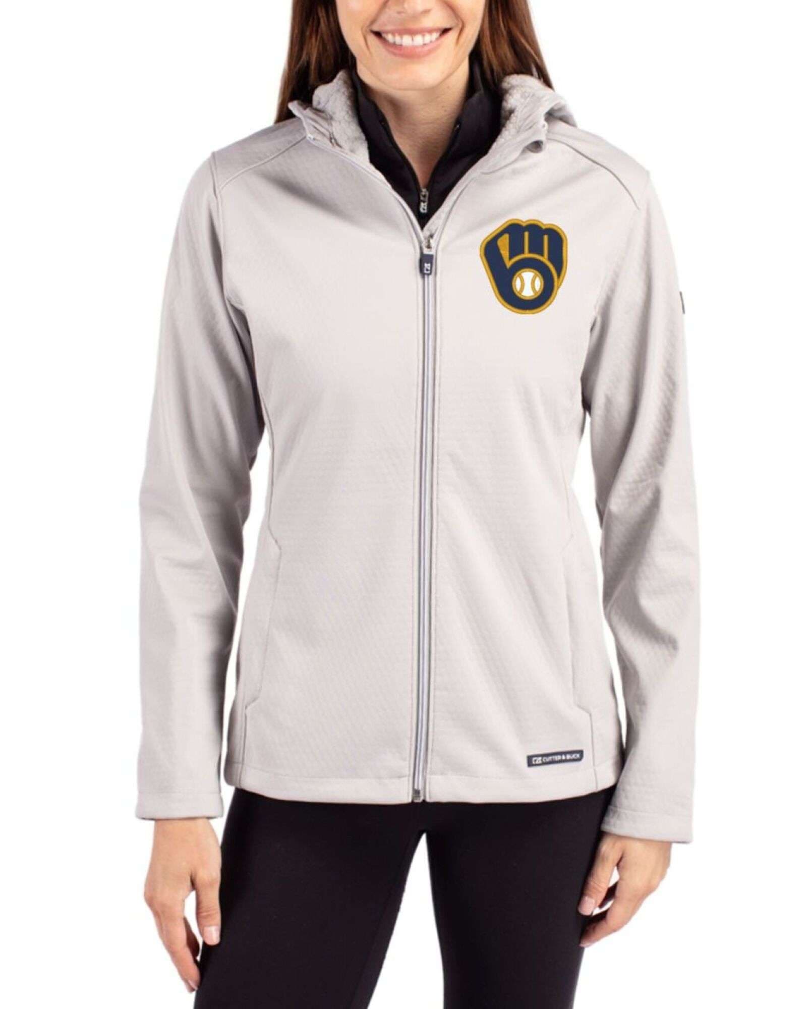 Women's Milwaukee Brewers Cutter & Buck Concrete Evoke Epic Versatility Softshell Full Zip Jacket