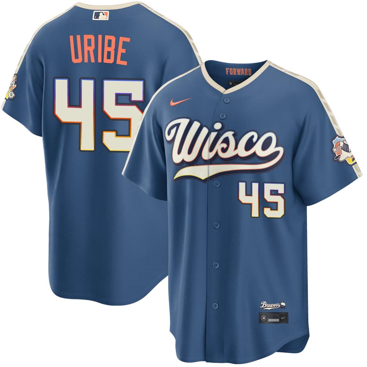 Men's Milwaukee Brewers NIKE® Abner Uribe Mineral Blue 2026 City Connect Stadium Jersey