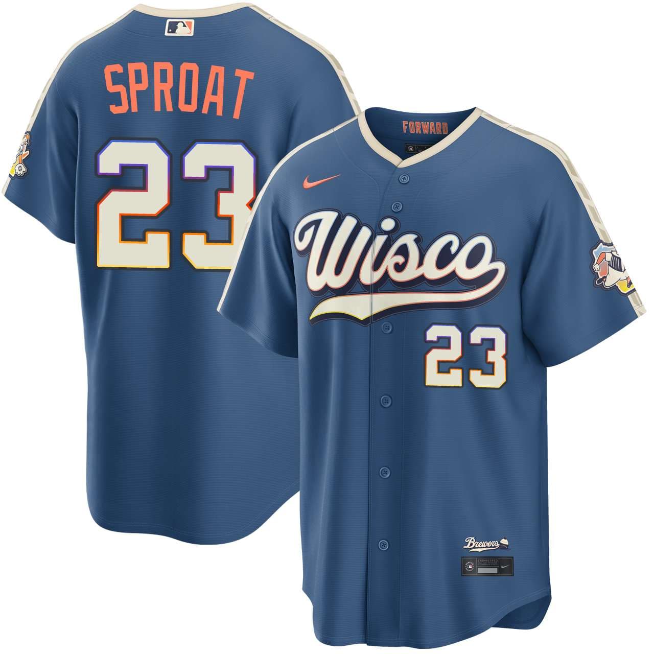 Men's Milwaukee Brewers NIKE® Brandon Sproat Mineral Blue 2026 City Connect Stadium Jersey