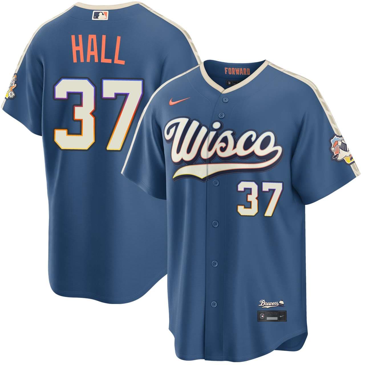 Men's Milwaukee Brewers NIKE® DL Hall Mineral Blue 2026 City Connect Stadium Jersey