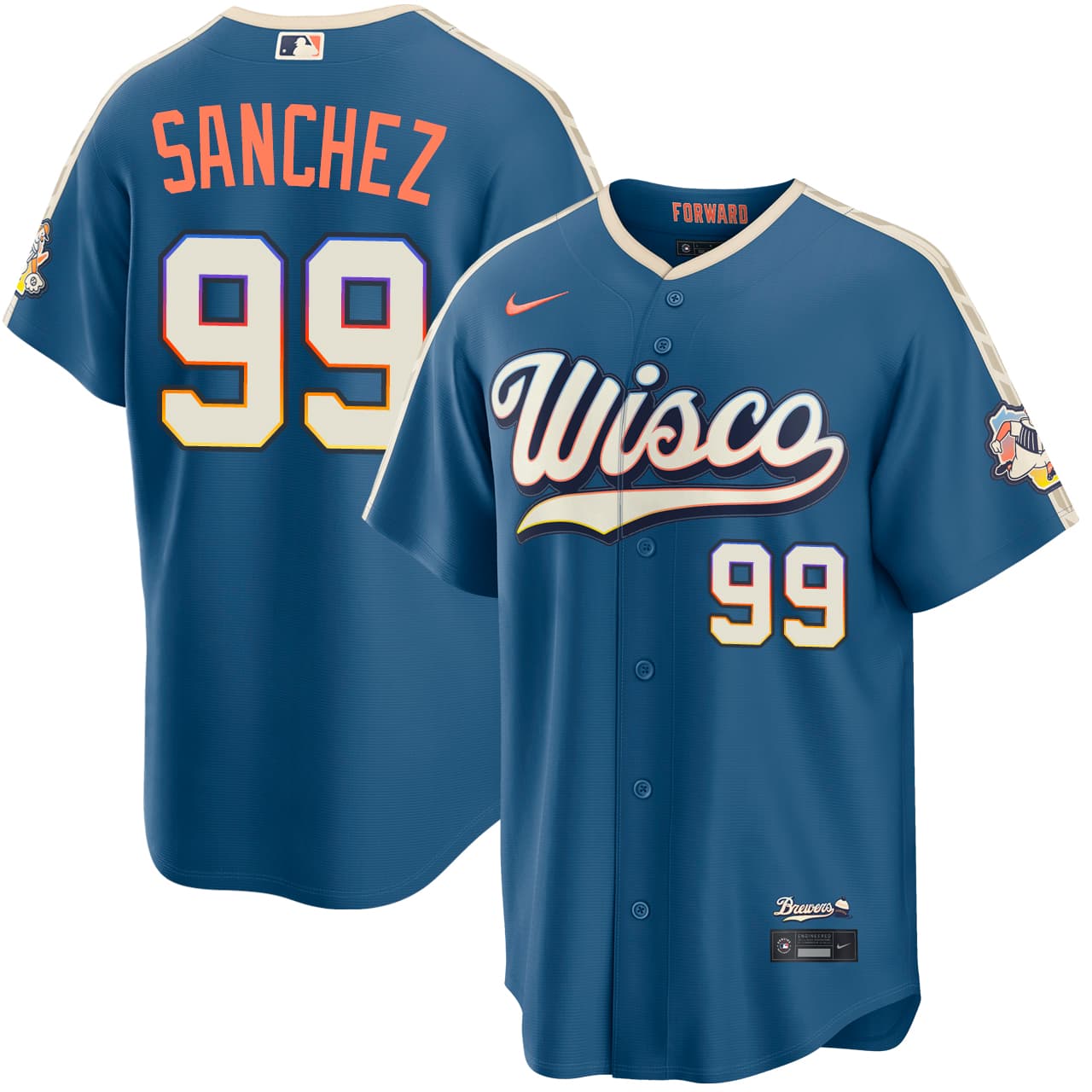 Men's Milwaukee Brewers NIKE® Gary Sánchez Mineral Blue 2026 City Connect Stadium Jersey