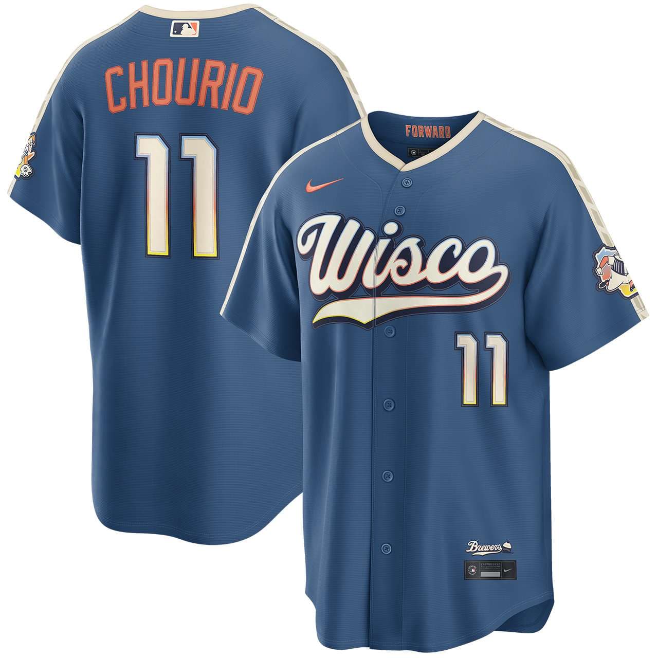 Men's Milwaukee Brewers NIKE® Jackson Chourio Mineral Blue 2026 City Connect Stadium Jersey