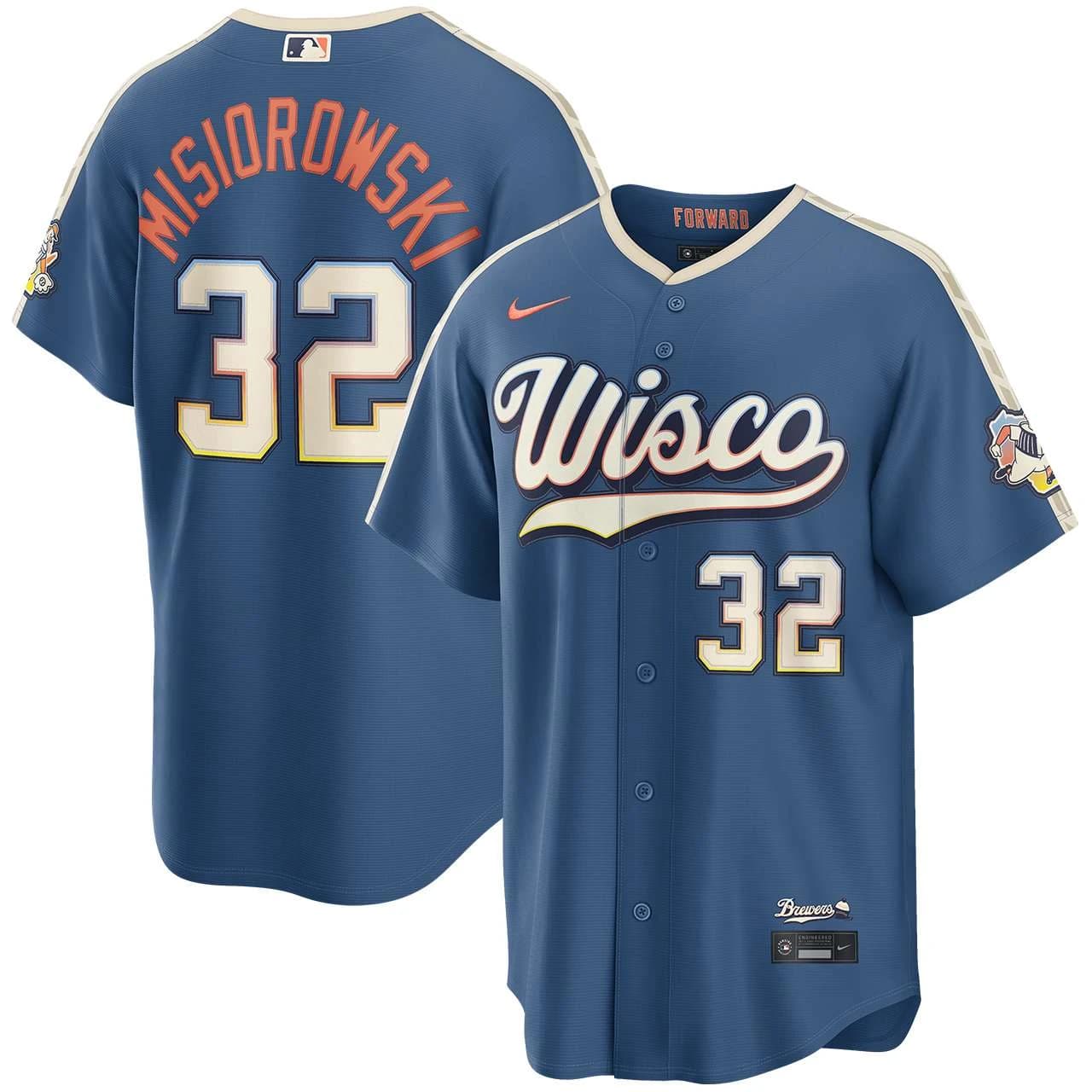 Men's Milwaukee Brewers NIKE® Jacob Misiorowski Mineral Blue 2026 City Connect Stadium Jersey