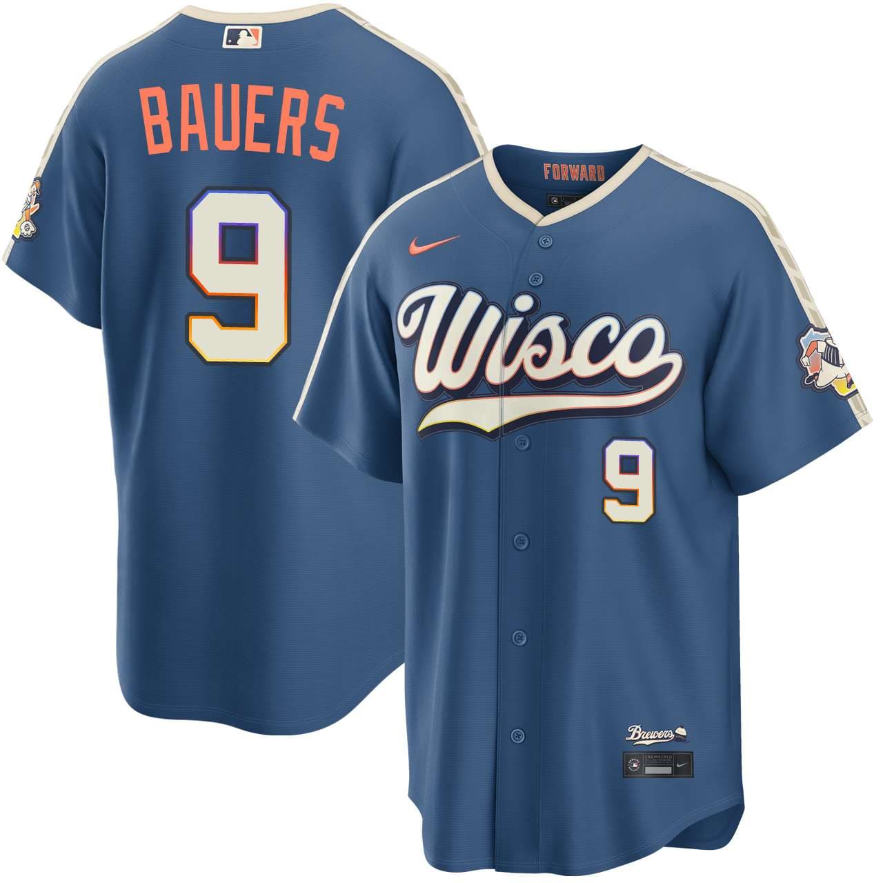 Men's Milwaukee Brewers NIKE® Jake Bauers Mineral Blue 2026 City Connect Stadium Jersey