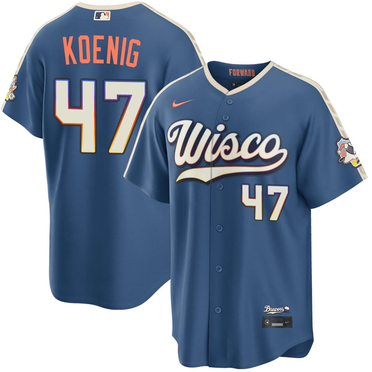 Men's Milwaukee Brewers NIKE® Jared Koenig Mineral Blue 2026 City Connect Stadium Jersey