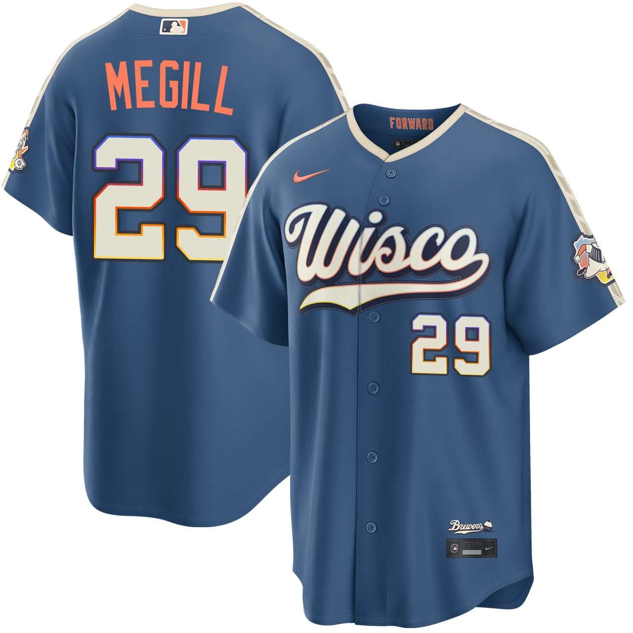 Men's Milwaukee Brewers NIKE® Trevor Megill Mineral Blue 2026 City Connect Stadium Jersey