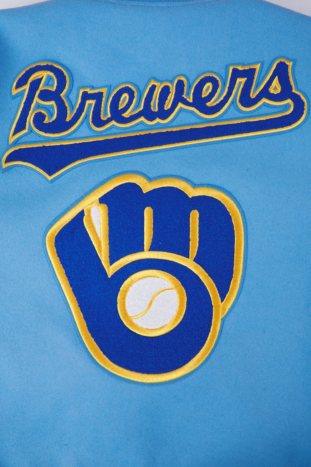 Men’s Milwaukee Brewers University Blue and White Retro Classic Rib Wool Varsity Jacket by Pro Standard®