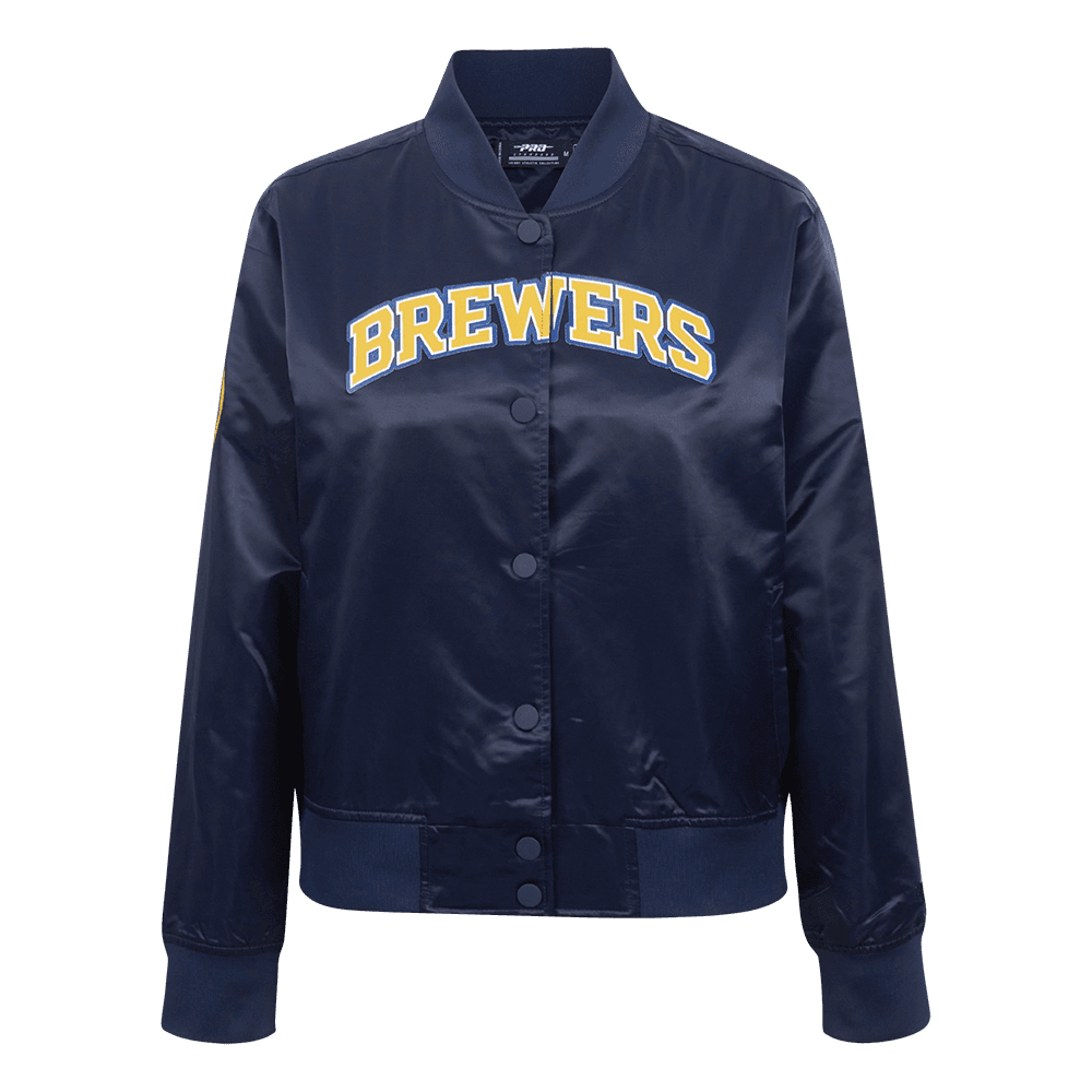 Women’s Milwaukee Brewers Midnight Navy Classic Satin Jacket by Pro Standard®