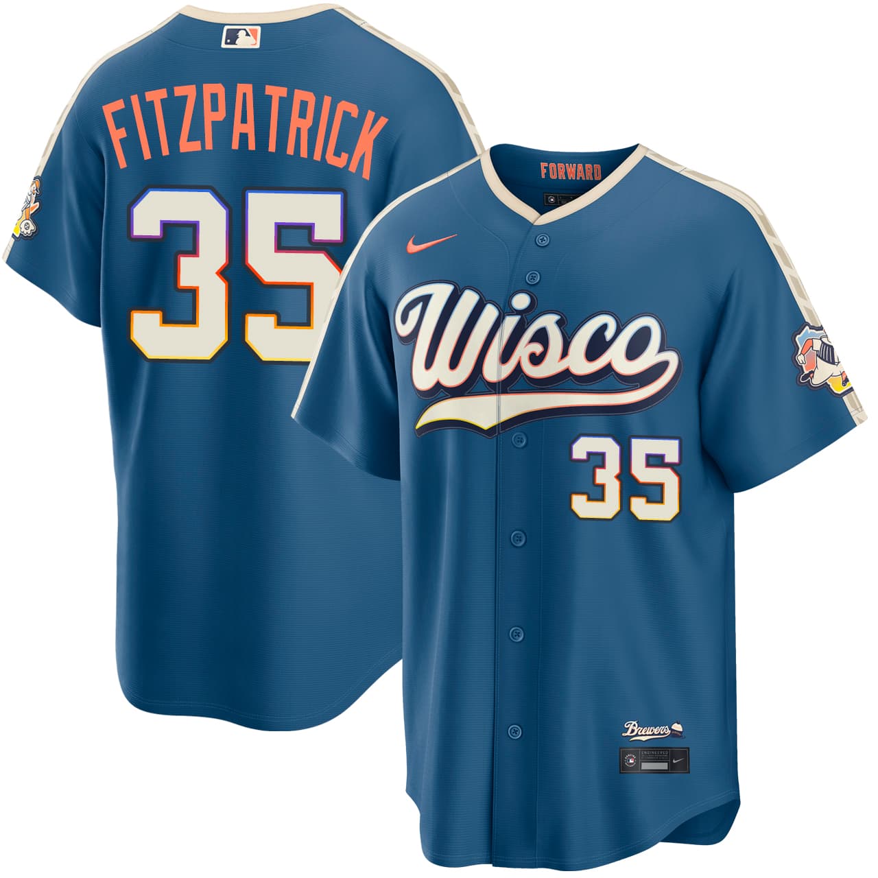 Men's Milwaukee Brewers NIKE® Brian Fitzpatrick Mineral Blue 2026 City Connect Stadium Jersey