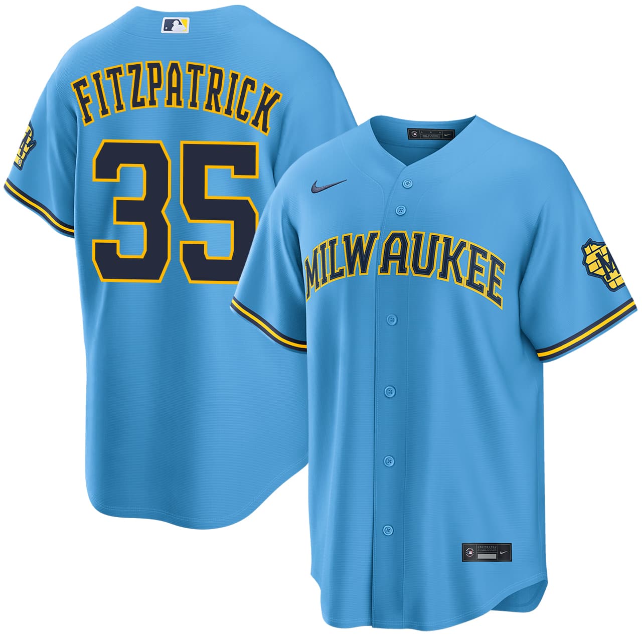 Men's Milwaukee Brewers NIKE® Brian Fitzpatrick Road Stadium Jersey