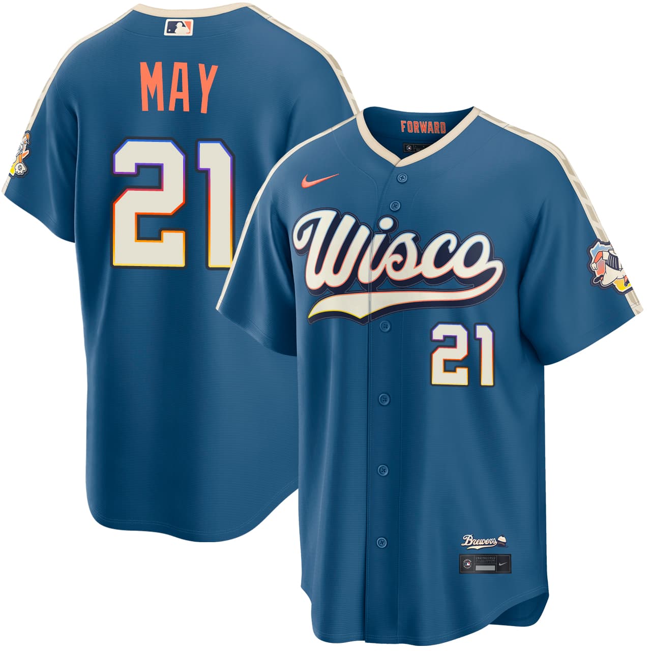Men's Milwaukee Brewers NIKE® Dustin May Mineral Blue 2026 City Connect Stadium Jersey