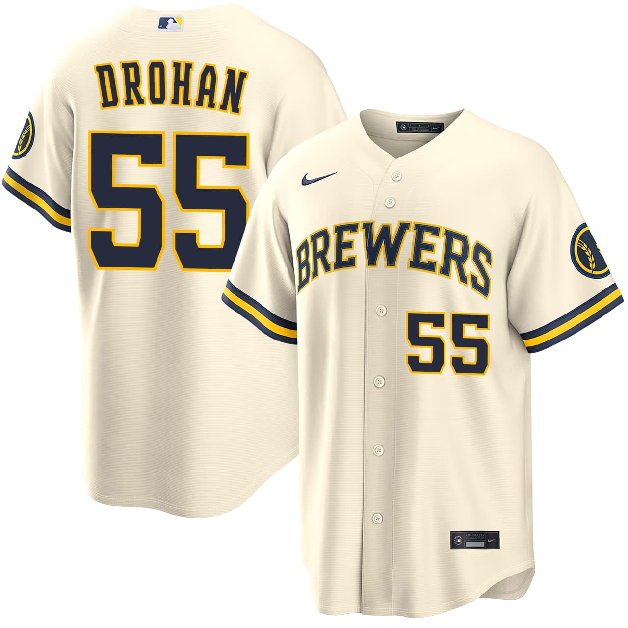 Men's Milwaukee Brewers NIKE® Shane Drohan Home Stadium Jersey