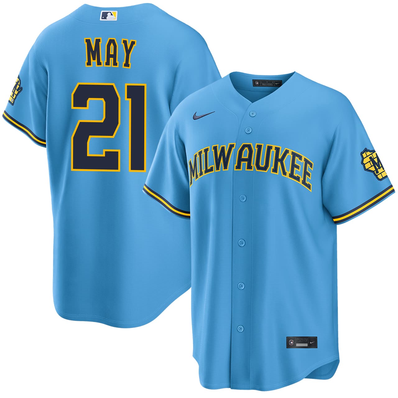 Men's Milwaukee Brewers NIKE® Dustin May Road Stadium Jersey