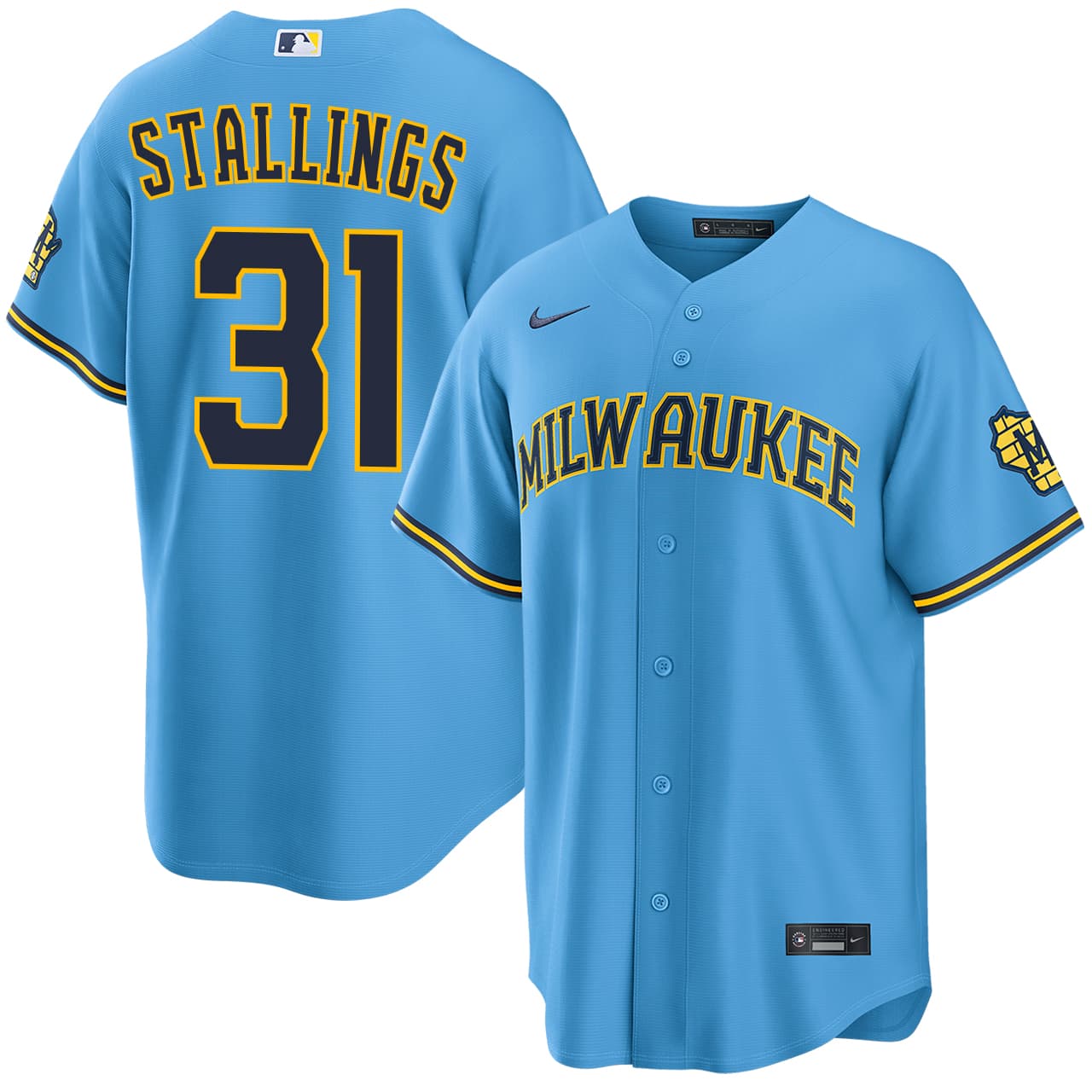 Men's Milwaukee Brewers NIKE® Garrett Stallings Road Stadium Jersey