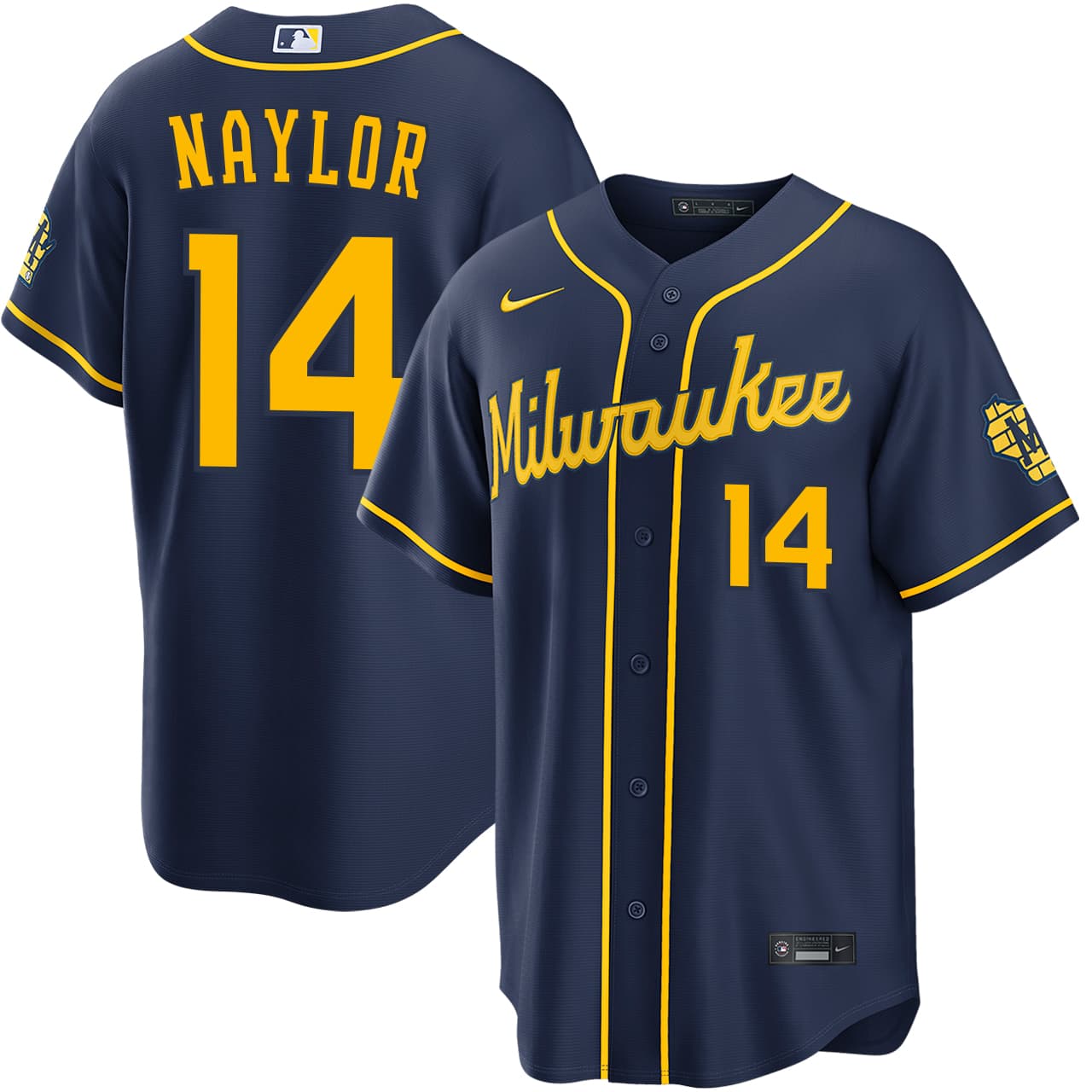 Men's Milwaukee Brewers NIKE® Bo Naylor Alternate Navy Stadium Jersey