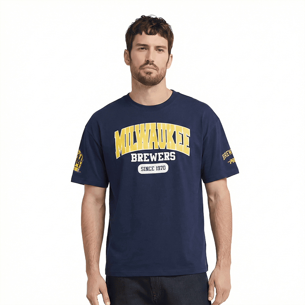 Men’s Milwaukee Brewers Midnight Navy City Arch Single Jersey Tee by Pro Standard®
