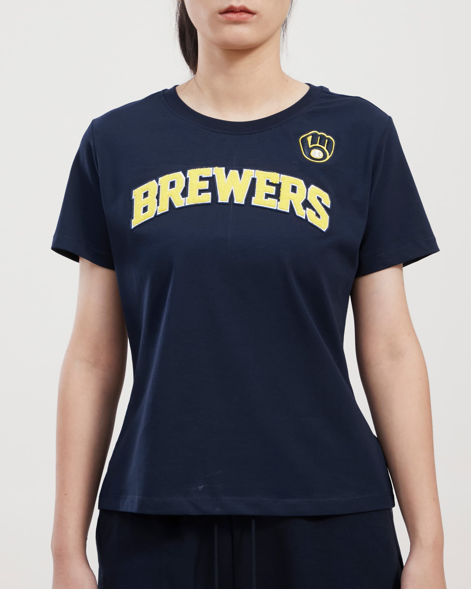 Women’s Milwaukee Brewers Midnight Navy Classic Short Sleeve Single Jersey Slim Fit Top by Pro Standard®