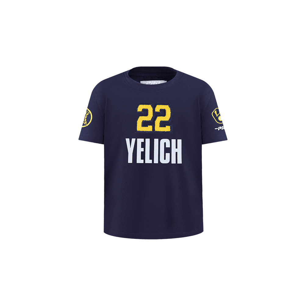 Boy’s Milwaukee Brewers Midnight Navy Christian Yelich #22 Classic Player Name And Number Toddler Short Sleeve Tee by Pro Standard®
