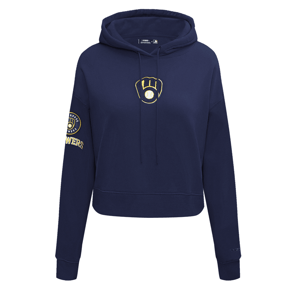 Women’s Milwaukee Brewers Midnight Navy Classic Cropped Pullover Hoodie by Pro Standard®