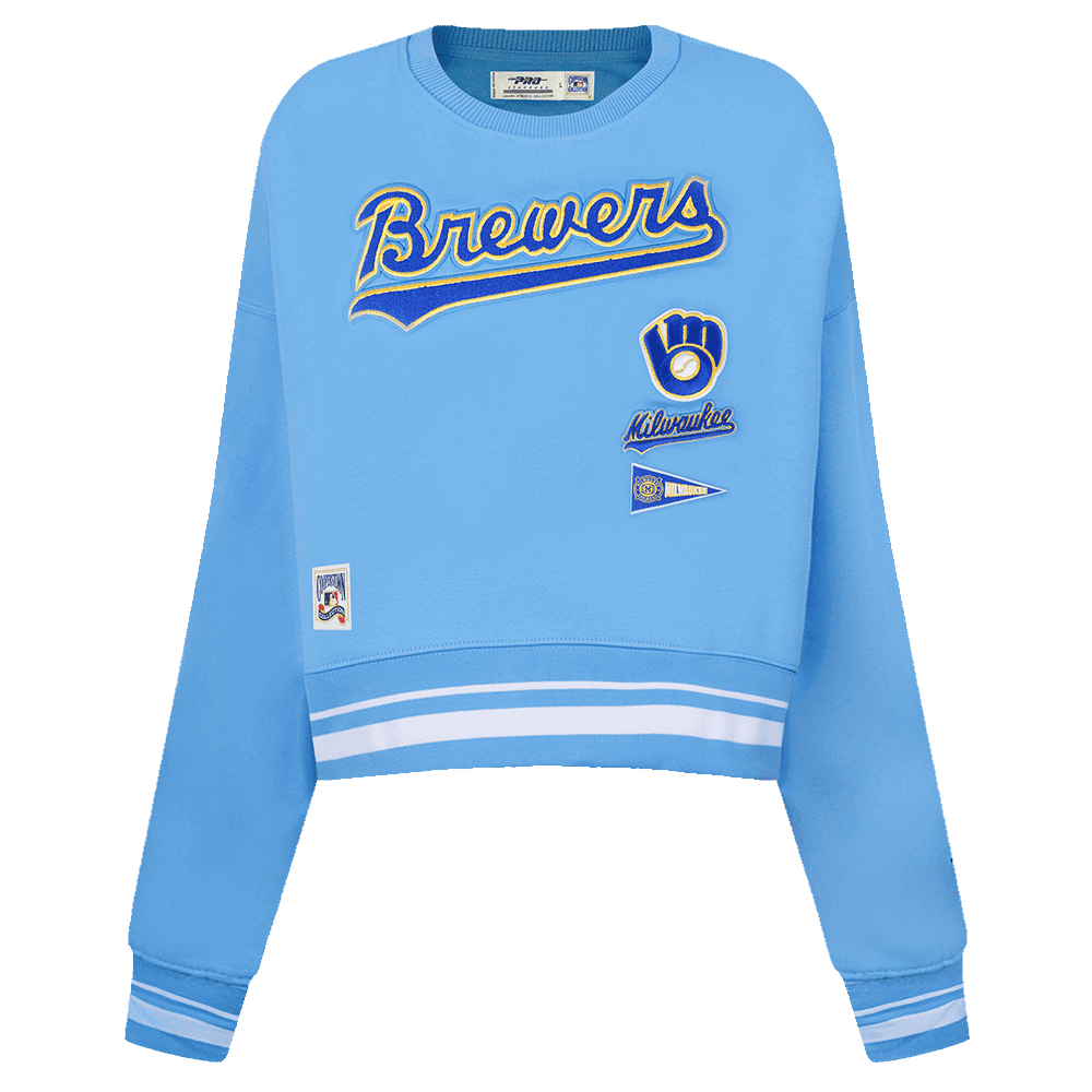 Women’s Milwaukee Brewers University Blue Retro Classic Rib Crewneck by Pro Standard®