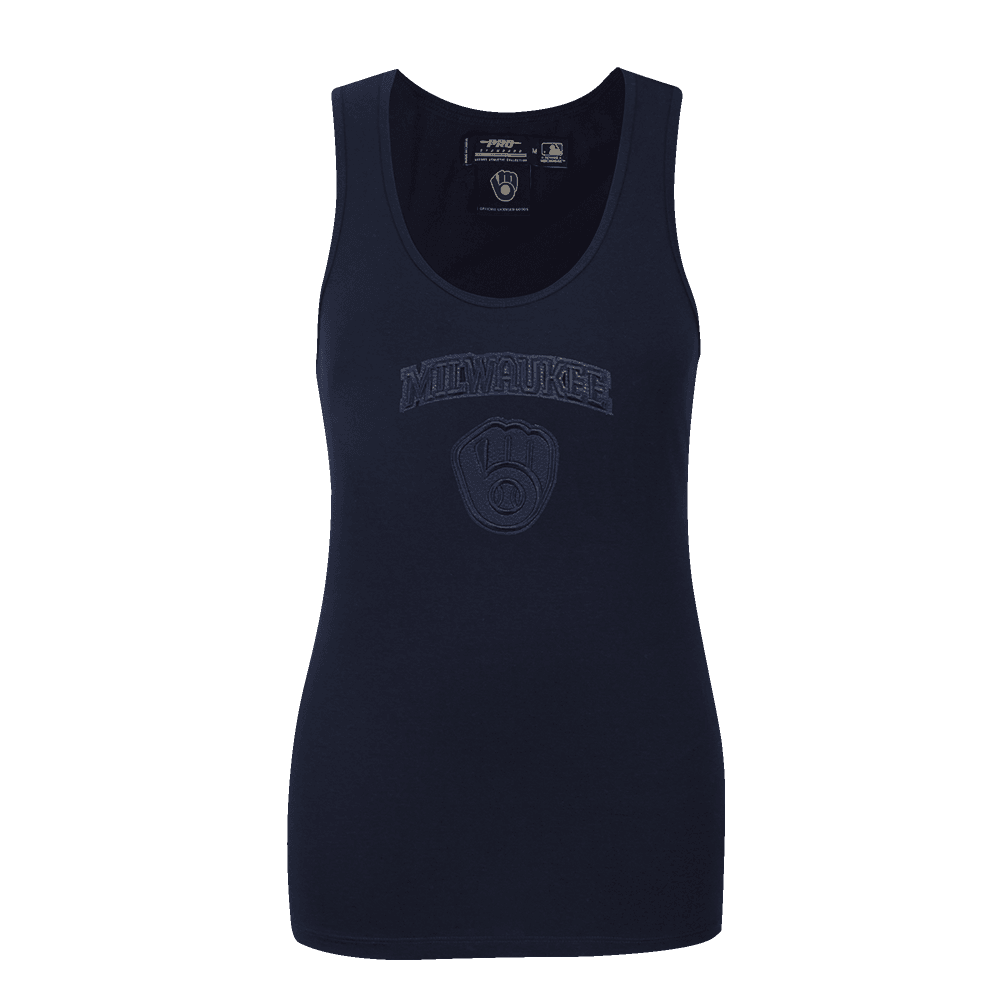 Women’s Milwaukee Brewers Midnight Navy Triple Tonal Relaxed Fit Racerback by Pro Standard®