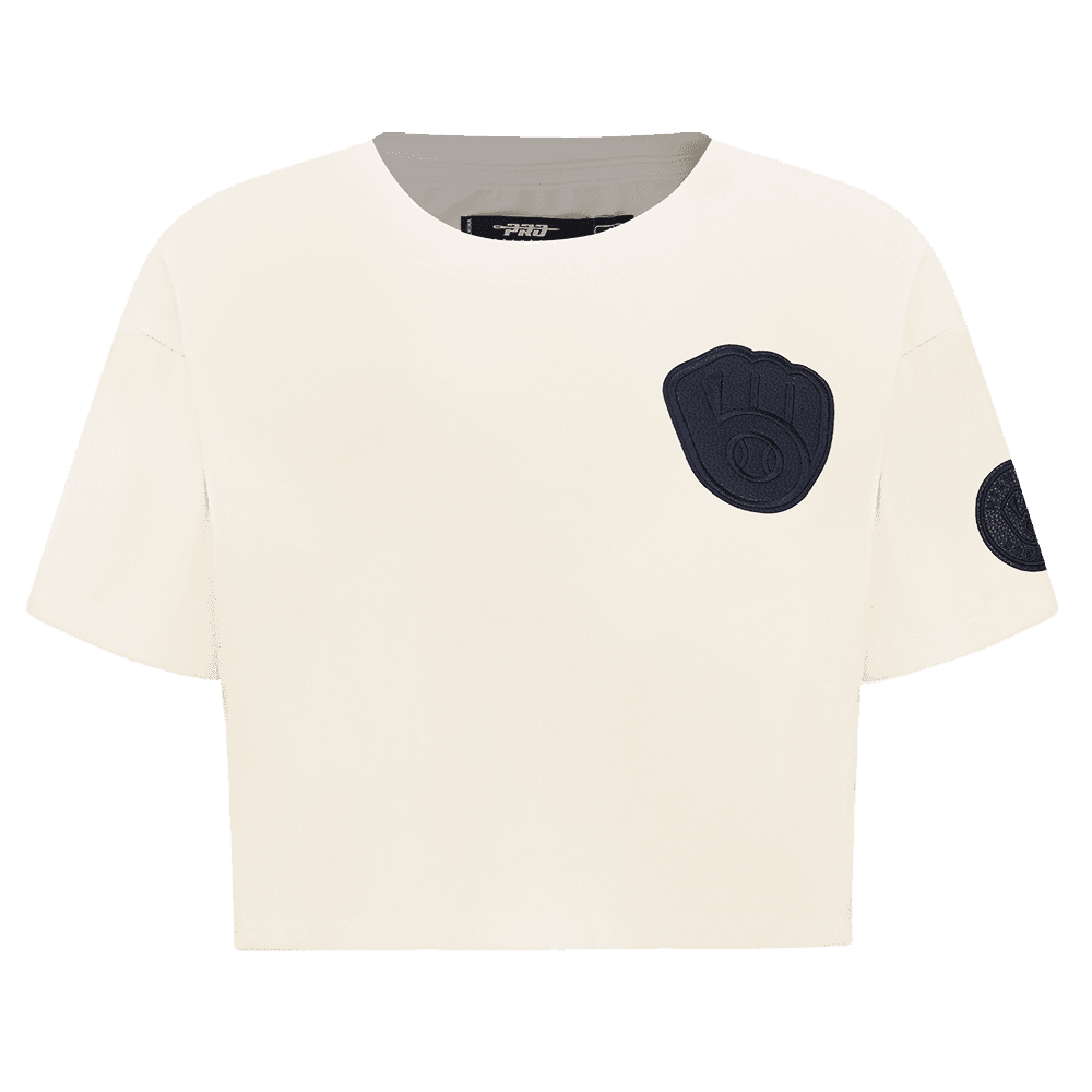 Women’s Milwaukee Brewers Eggshell Triple Tonal Single Jersey Boxy Tee by Pro Standard®